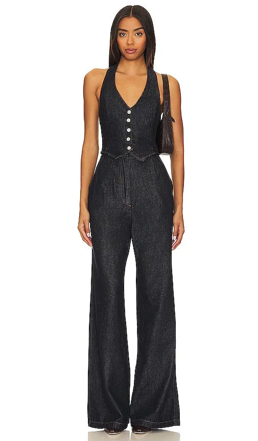 Amanda Uprichard X Revolve Isadore Denim Jumpsuit in Blue
