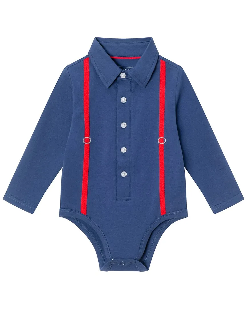 Andy & Evan Suspender Shirtzie & Terry Pant Set