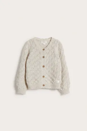 Baby beige wool pattern knit cardigan