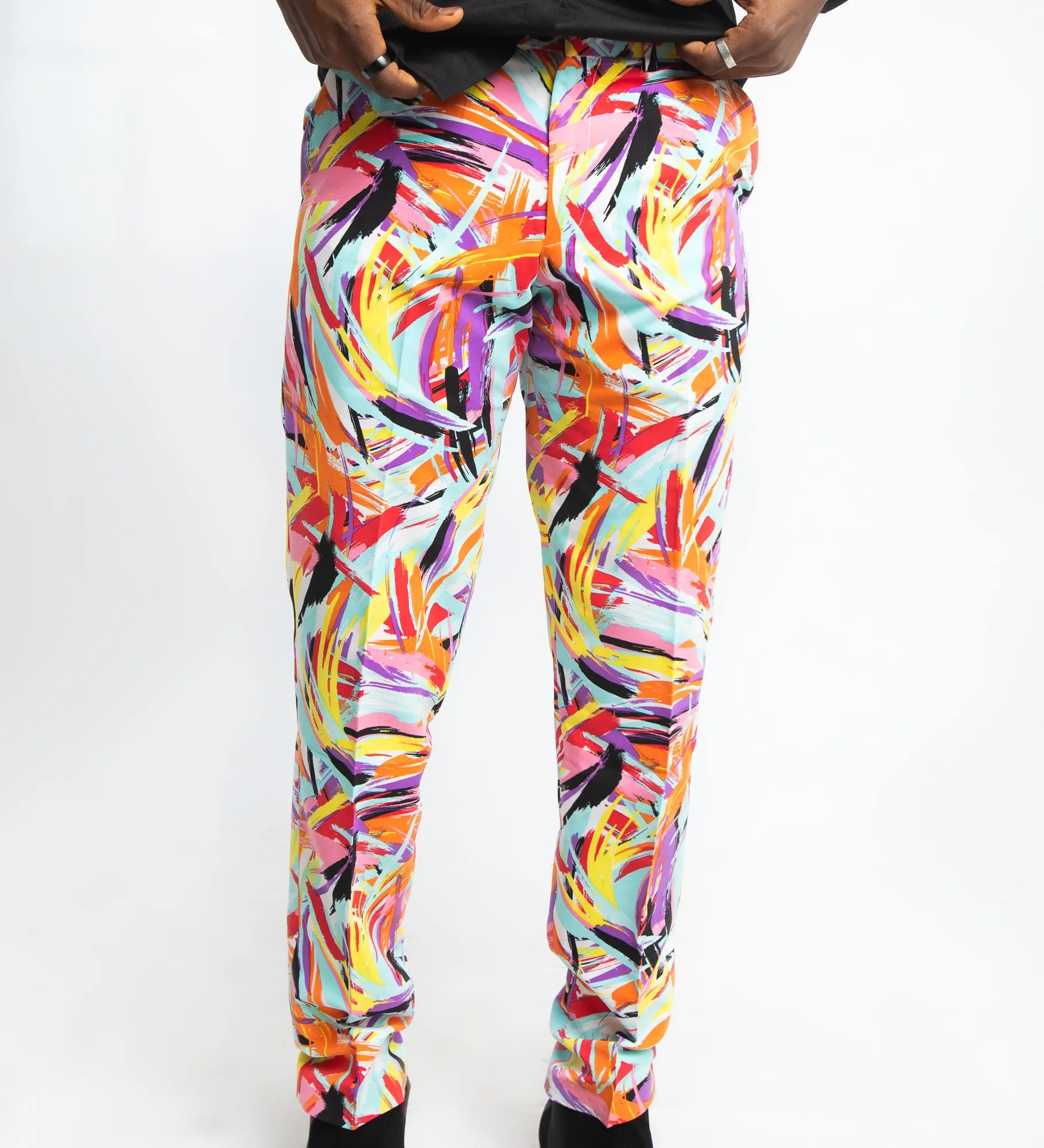 CARMINE FLORAL PRINT TROUSERS