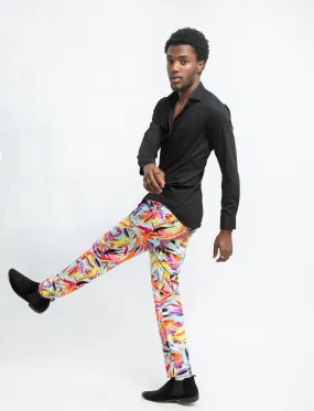 CARMINE FLORAL PRINT TROUSERS
