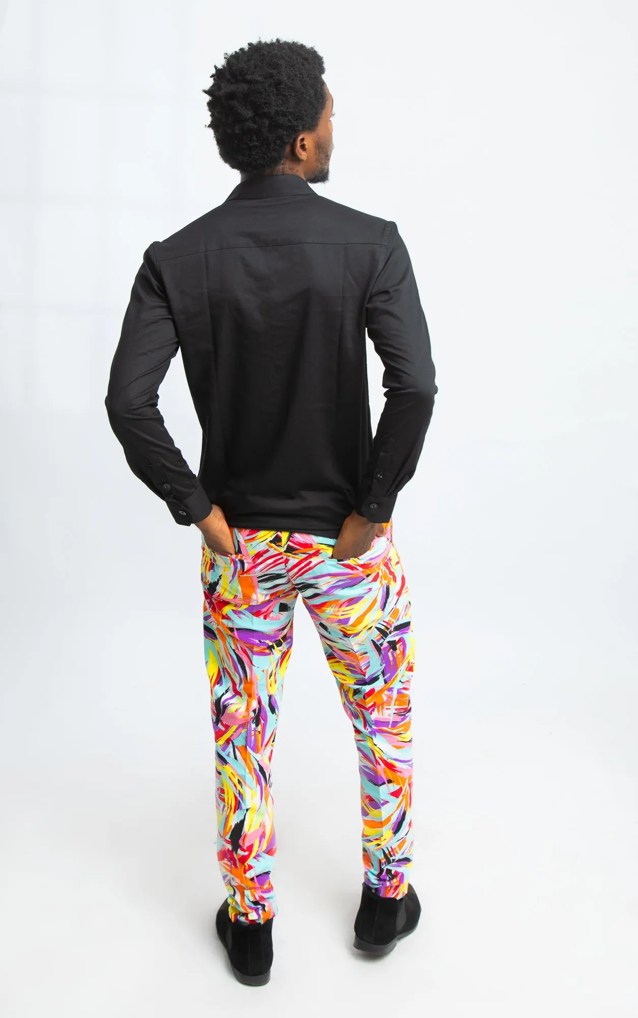 CARMINE FLORAL PRINT TROUSERS