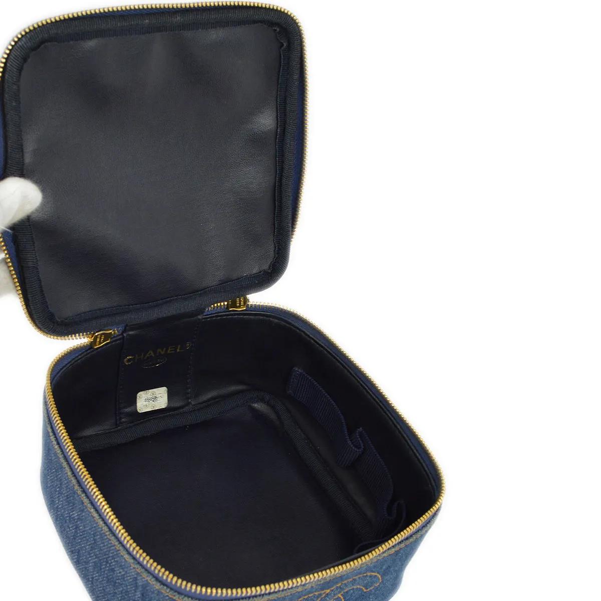 Chanel Blue Denim Timeless Vanity Handbag