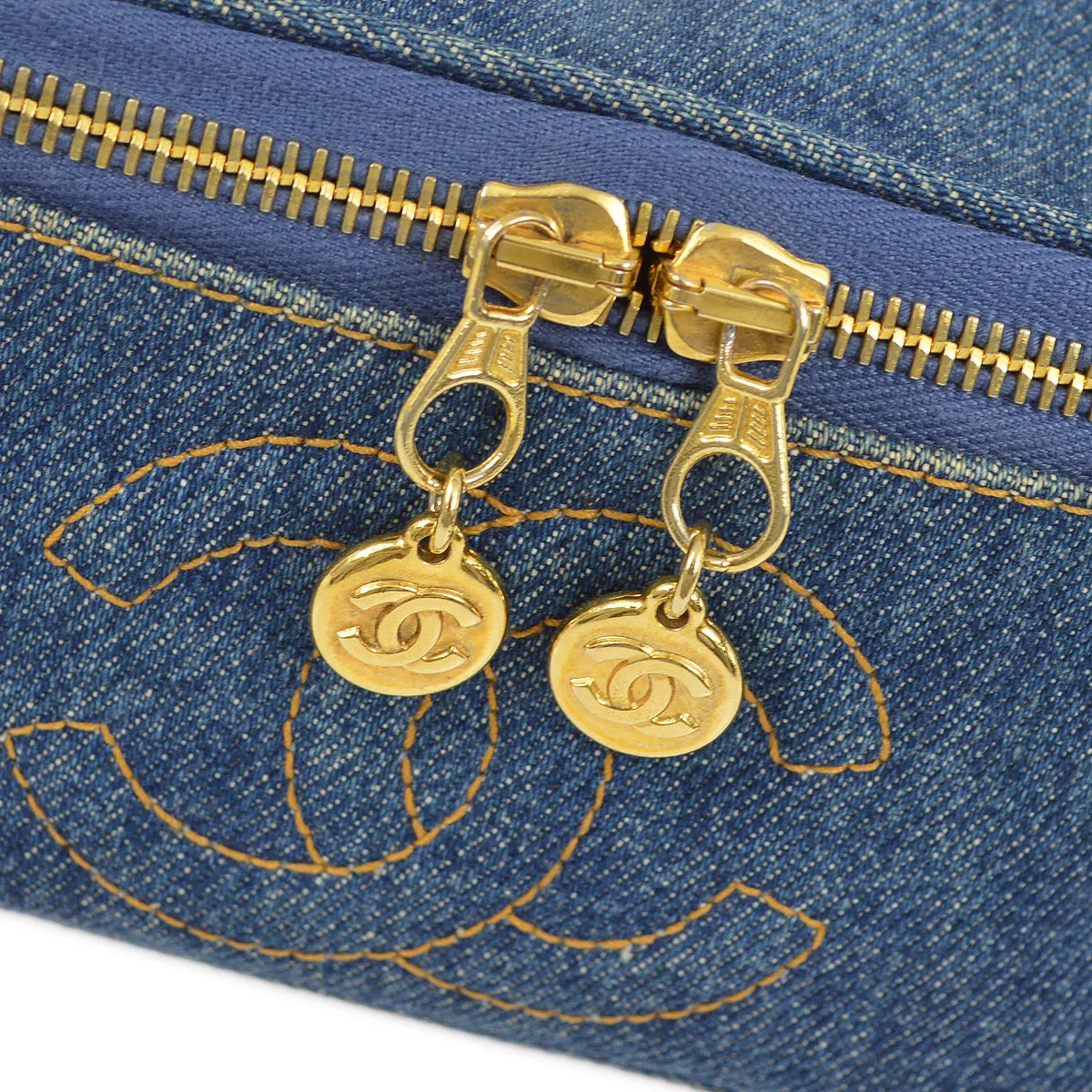Chanel Blue Denim Timeless Vanity Handbag