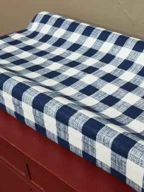 Changing Pad Cover -Denim Navy Check Farmhouse Changing Pad Cover