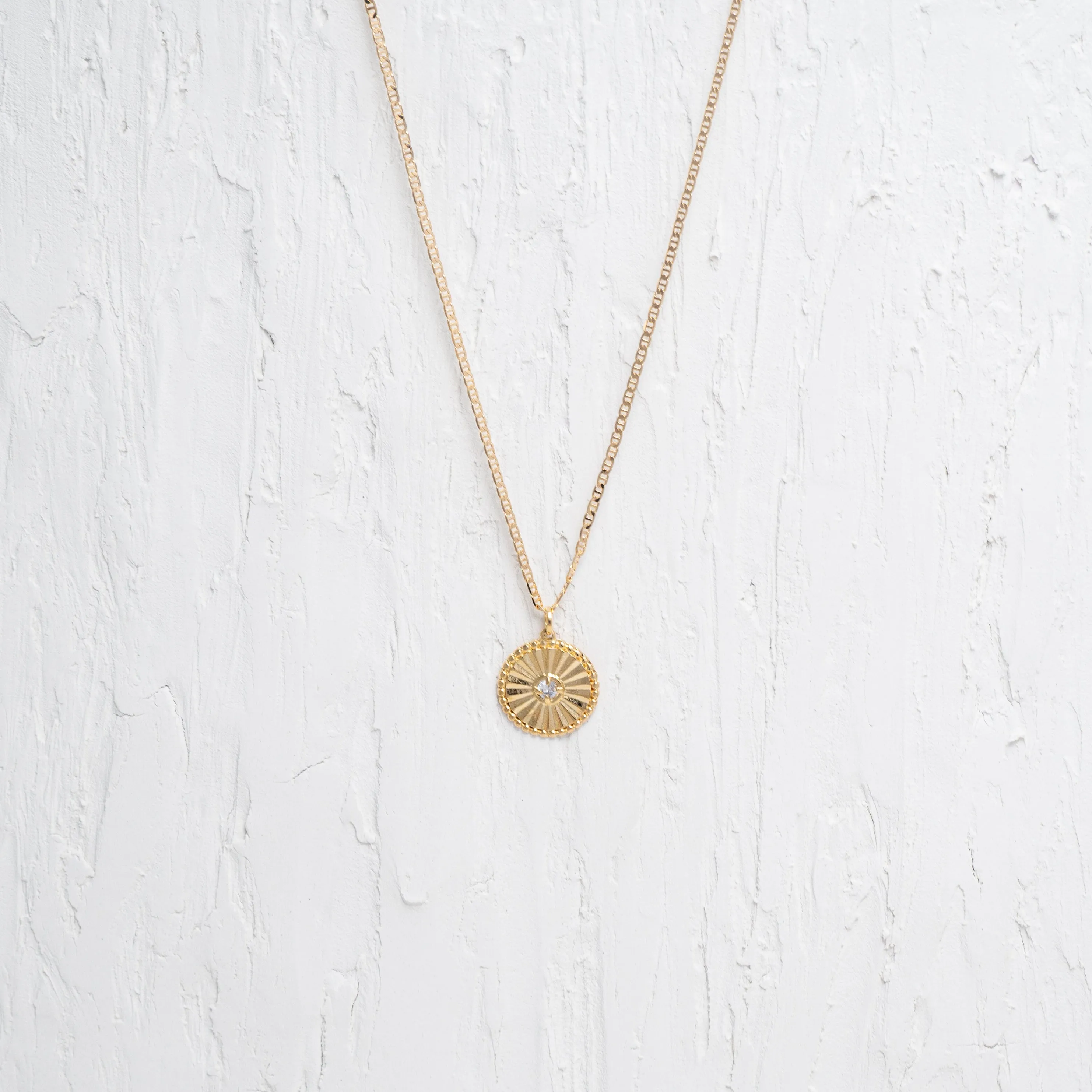Circle Lined Medallion Charm Necklace