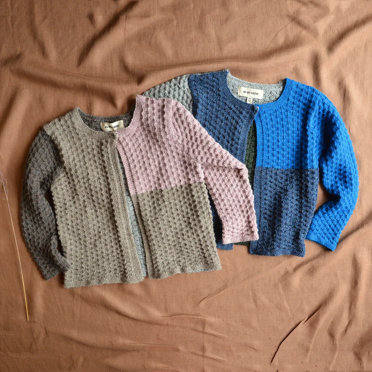Colourblock Cardigan 100% alpaca - Blue (18m-3y) *Last One!