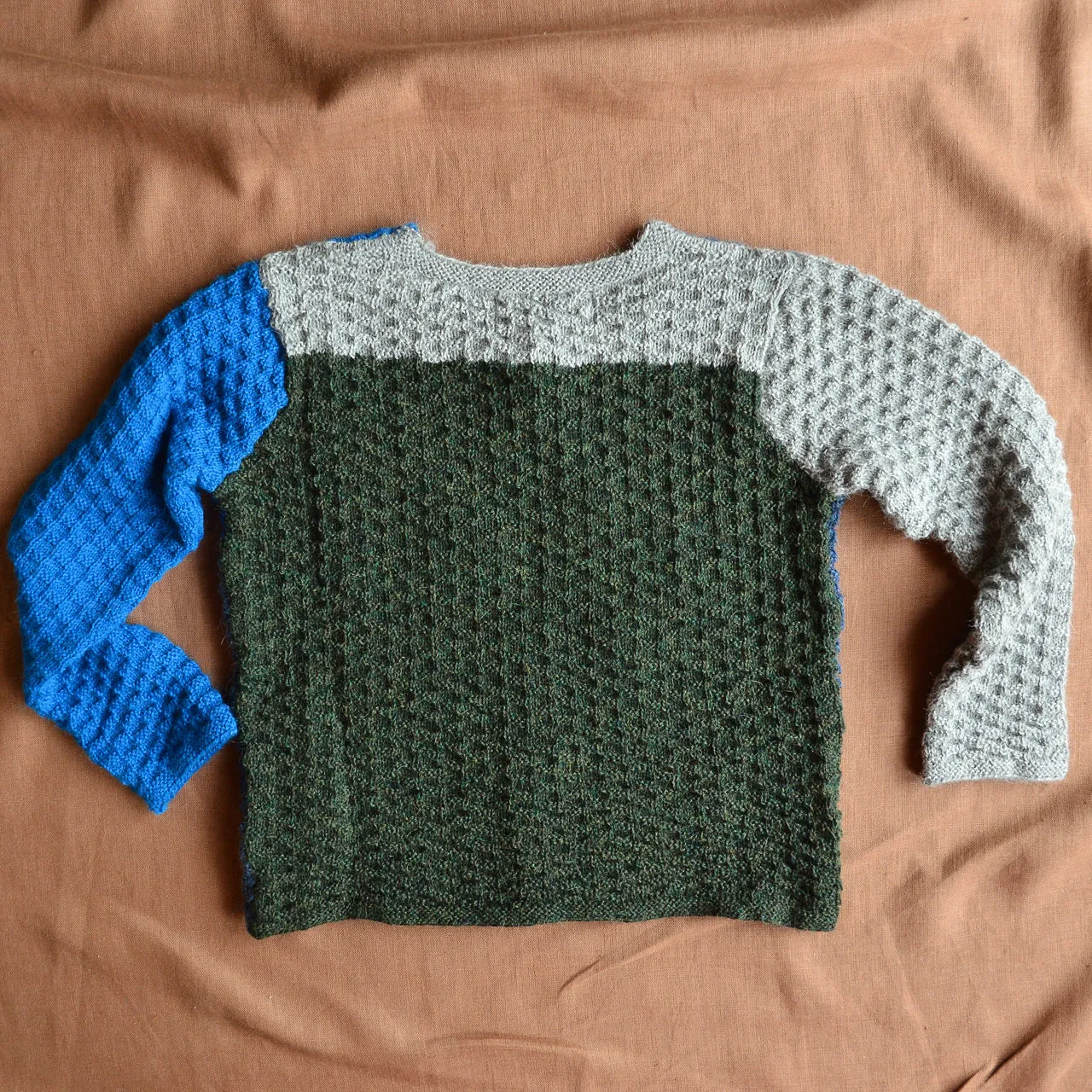 Colourblock Cardigan 100% alpaca - Blue (18m-3y) *Last One!
