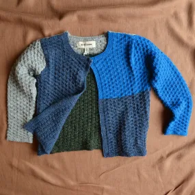 Colourblock Cardigan 100% alpaca - Blue (18m-3y) *Last One!