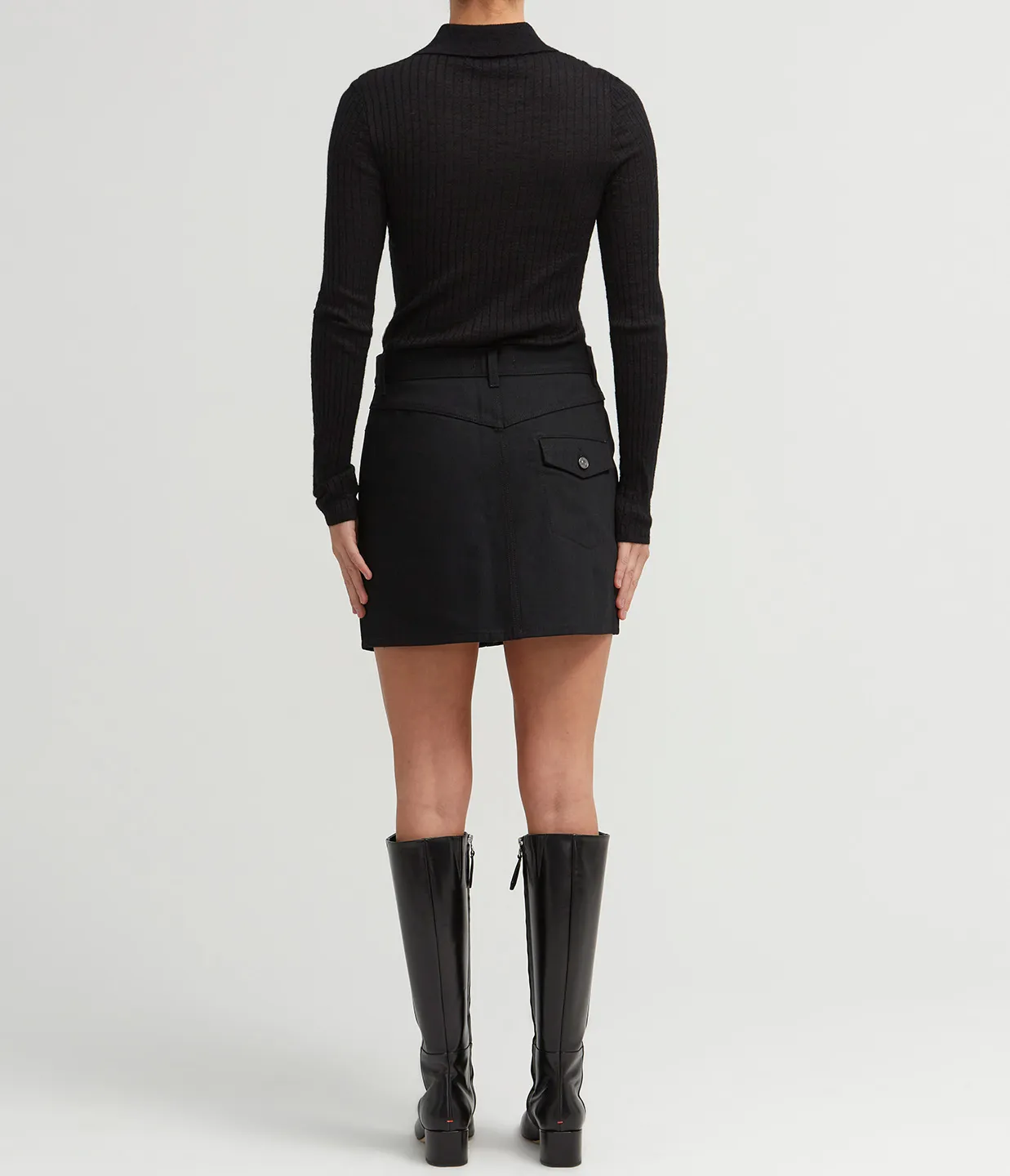 Denim Mini Skirt in Black