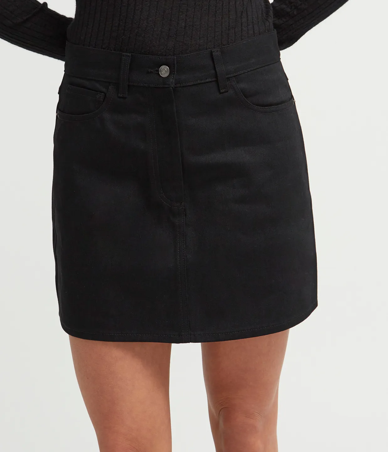 Denim Mini Skirt in Black