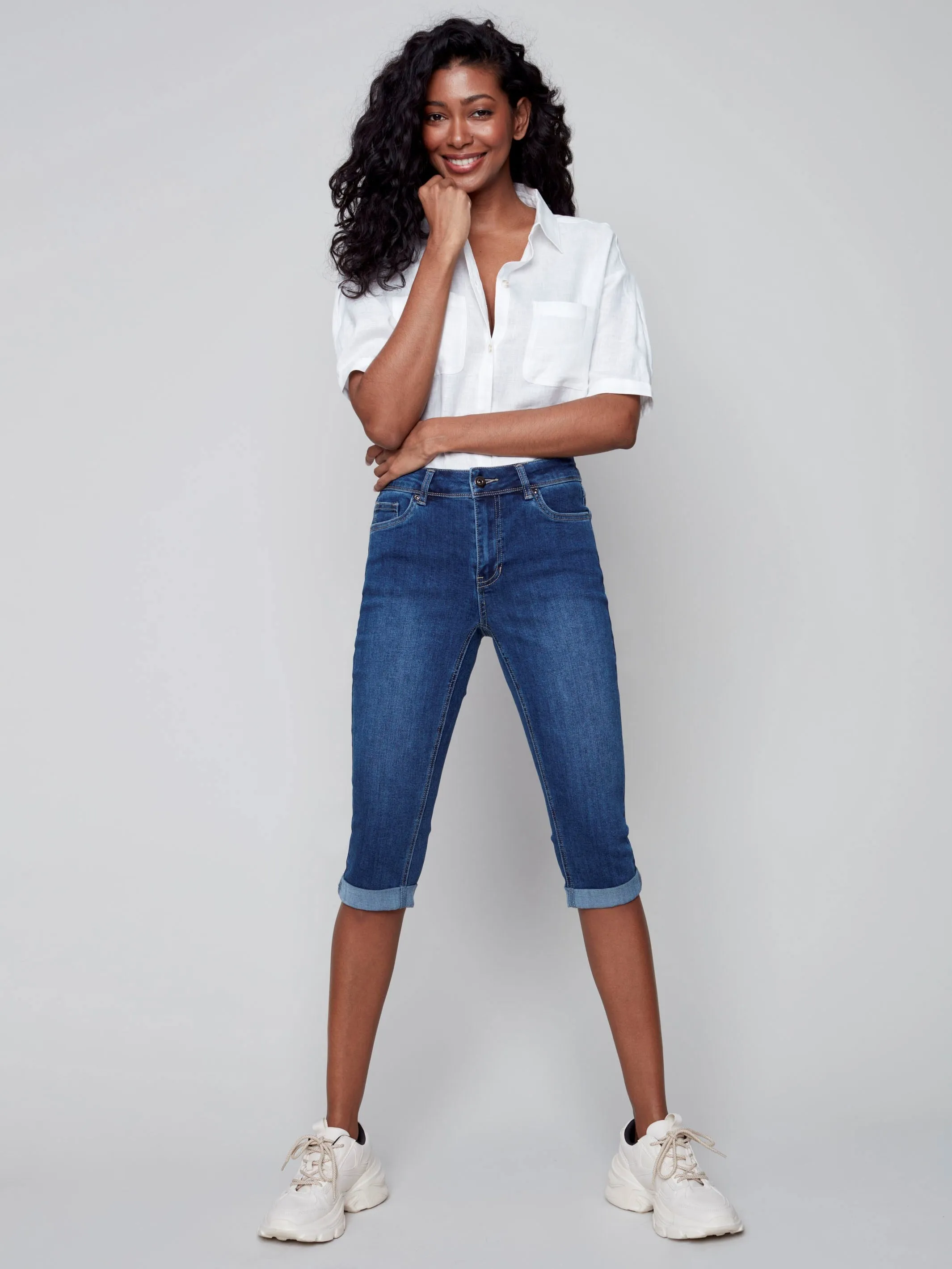 Denim Pedal Pusher Pants - Indigo