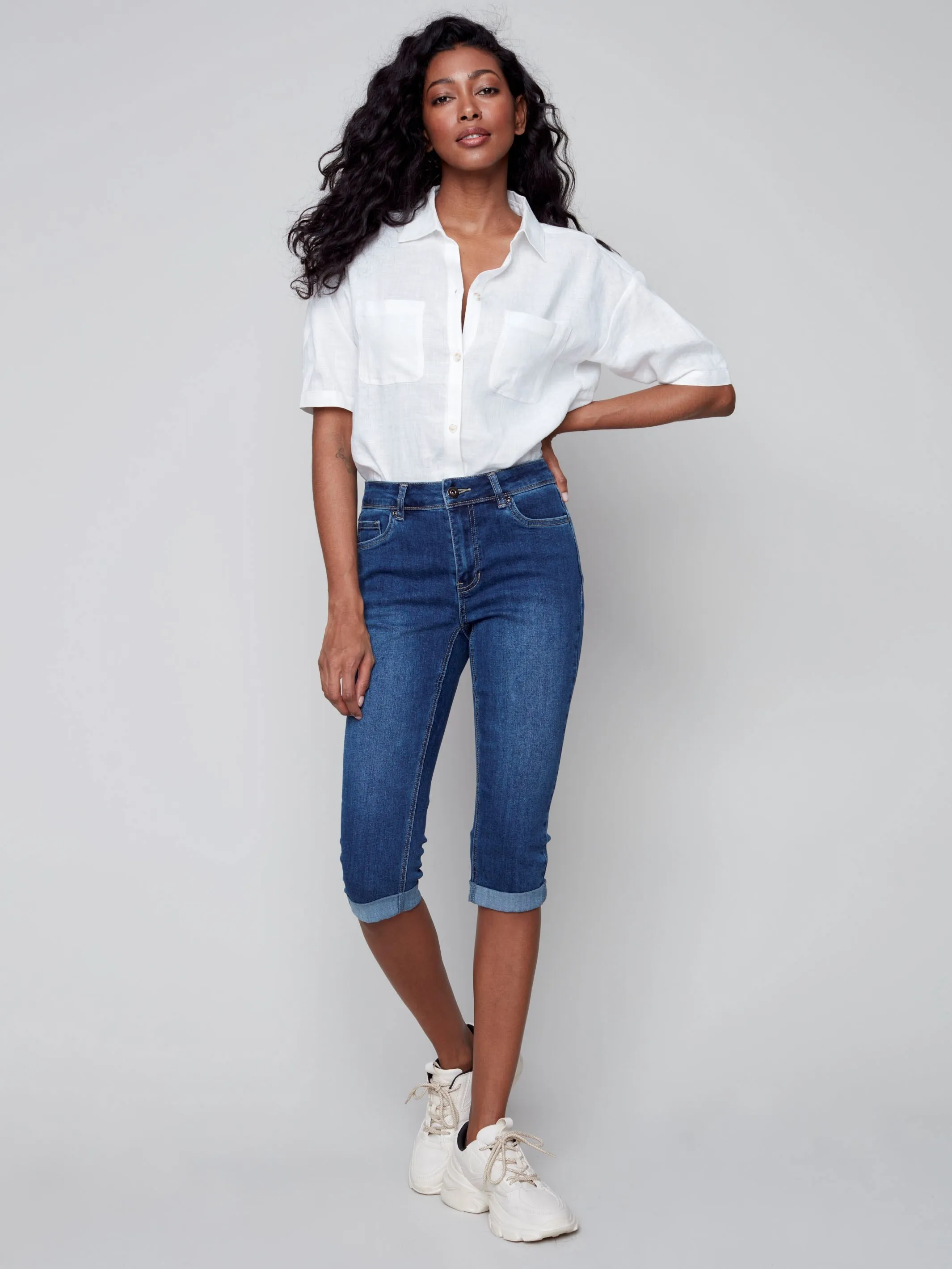 Denim Pedal Pusher Pants - Indigo