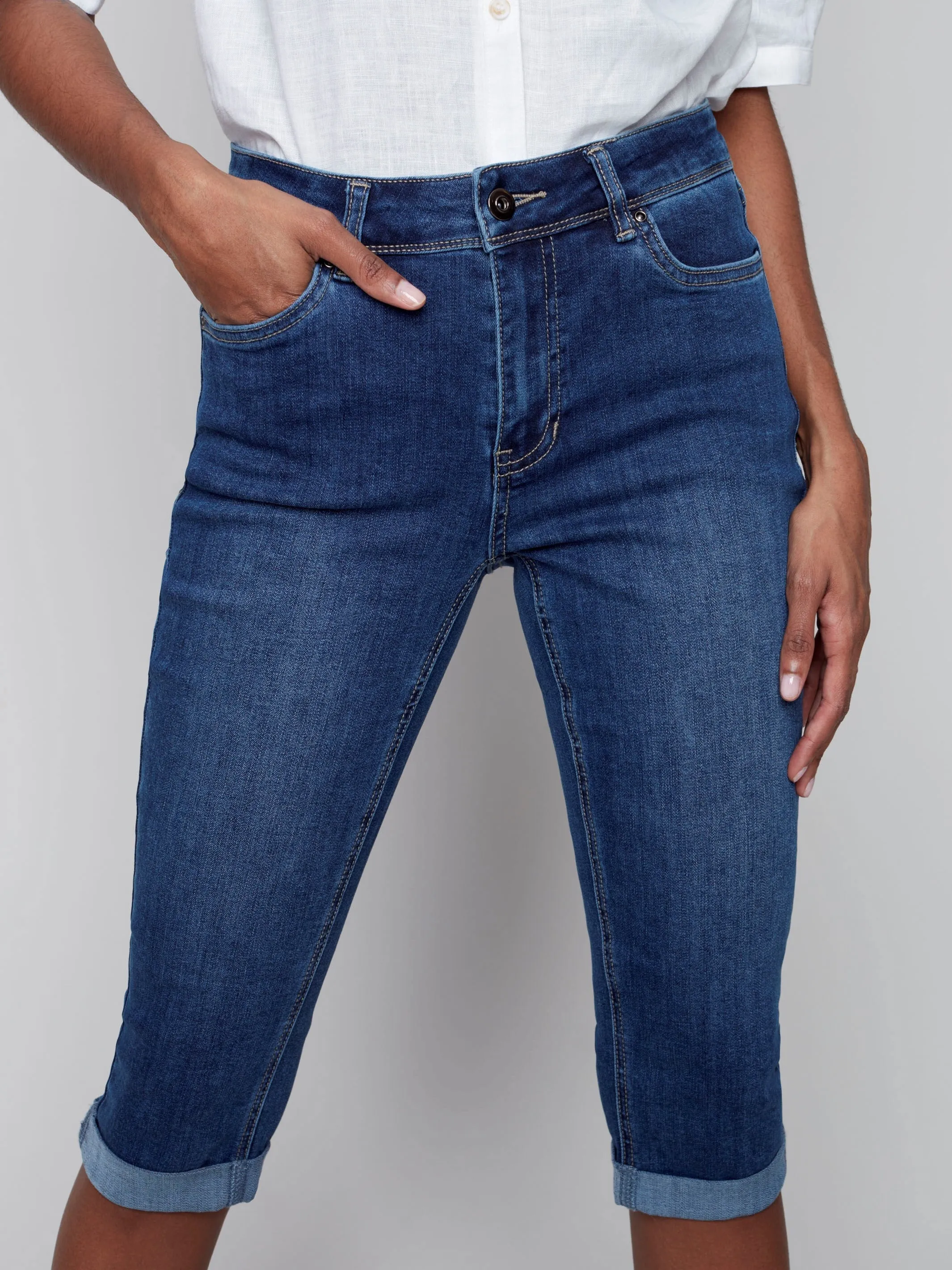 Denim Pedal Pusher Pants - Indigo