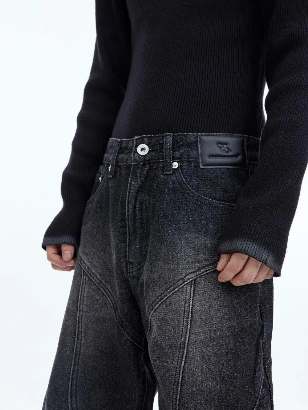Exclusive Washed Structural Lines With Micro Flared Denims