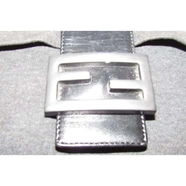 Fendi Shoulder Bag Jersey Mamma Forever Jerseypatent Charcoal Grayblack Wool And Leather Baguette