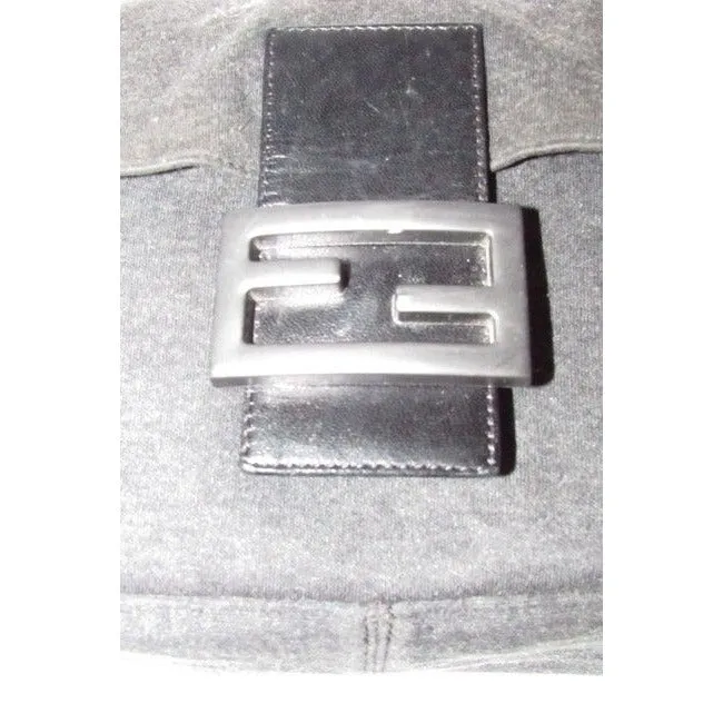 Fendi Shoulder Bag Jersey Mamma Forever Jerseypatent Charcoal Grayblack Wool And Leather Baguette