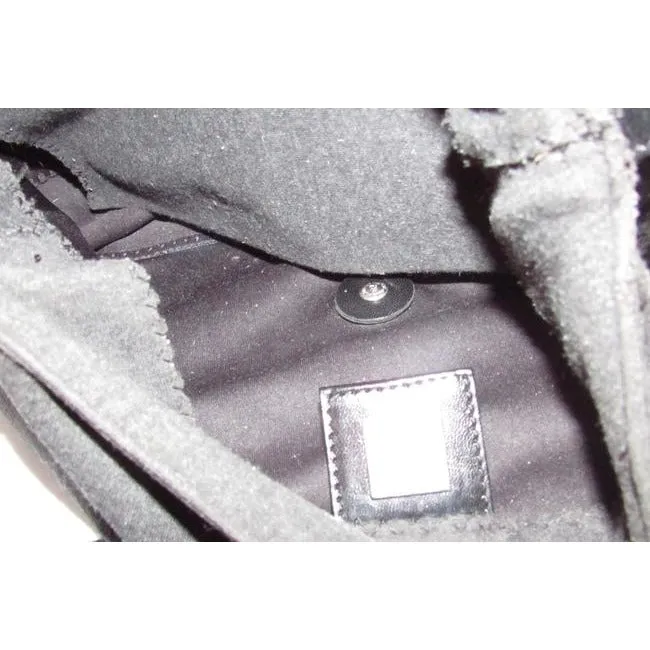 Fendi Shoulder Bag Jersey Mamma Forever Jerseypatent Charcoal Grayblack Wool And Leather Baguette