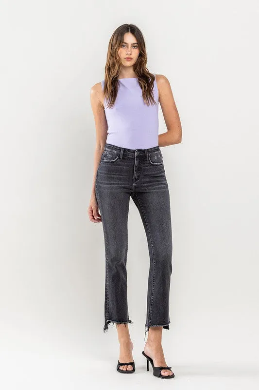 High Rise Raw Hem Crop Flare Jeans *Online Only*