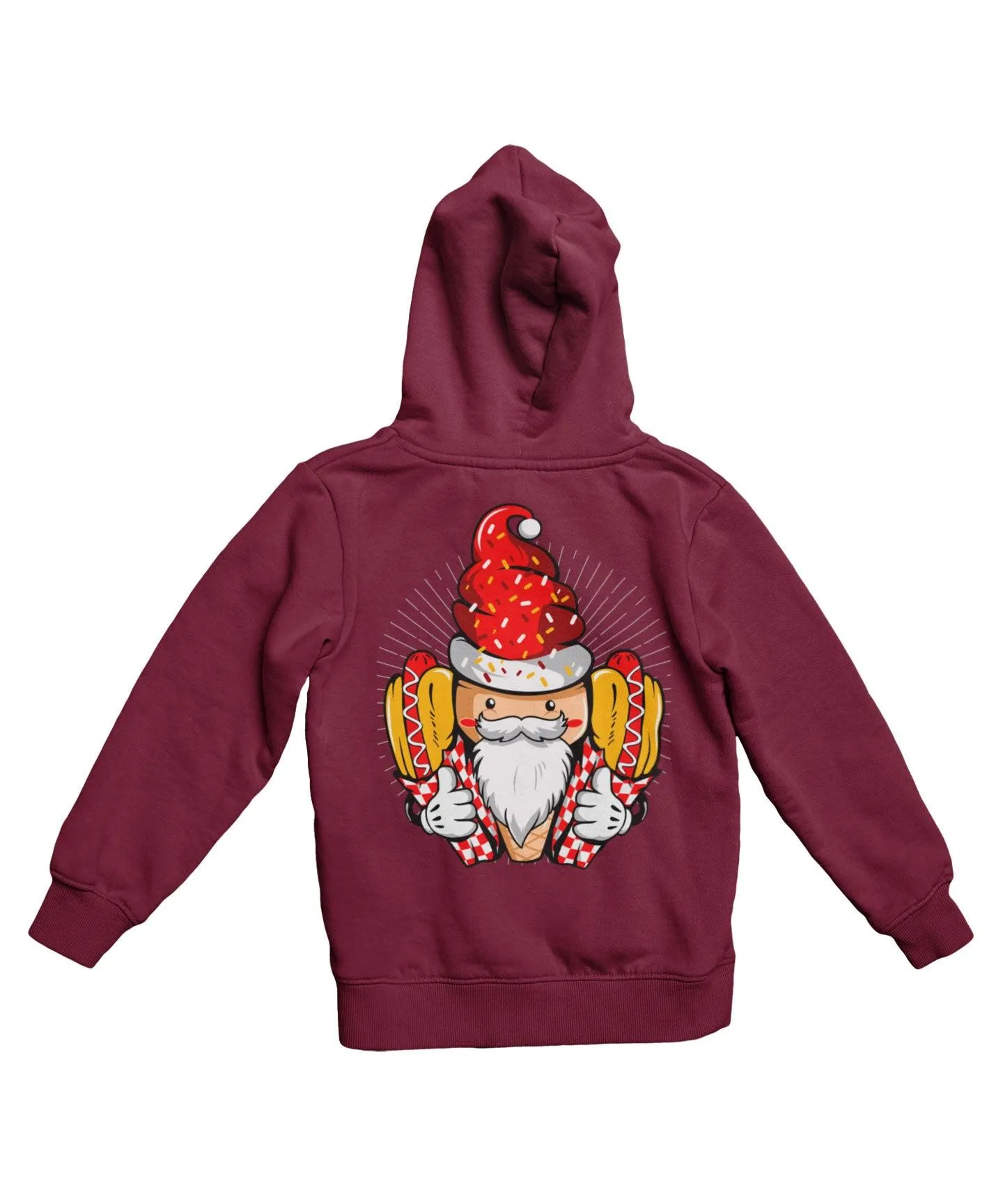 Hot Dog Santa Back Printed Christmas Hoodie
