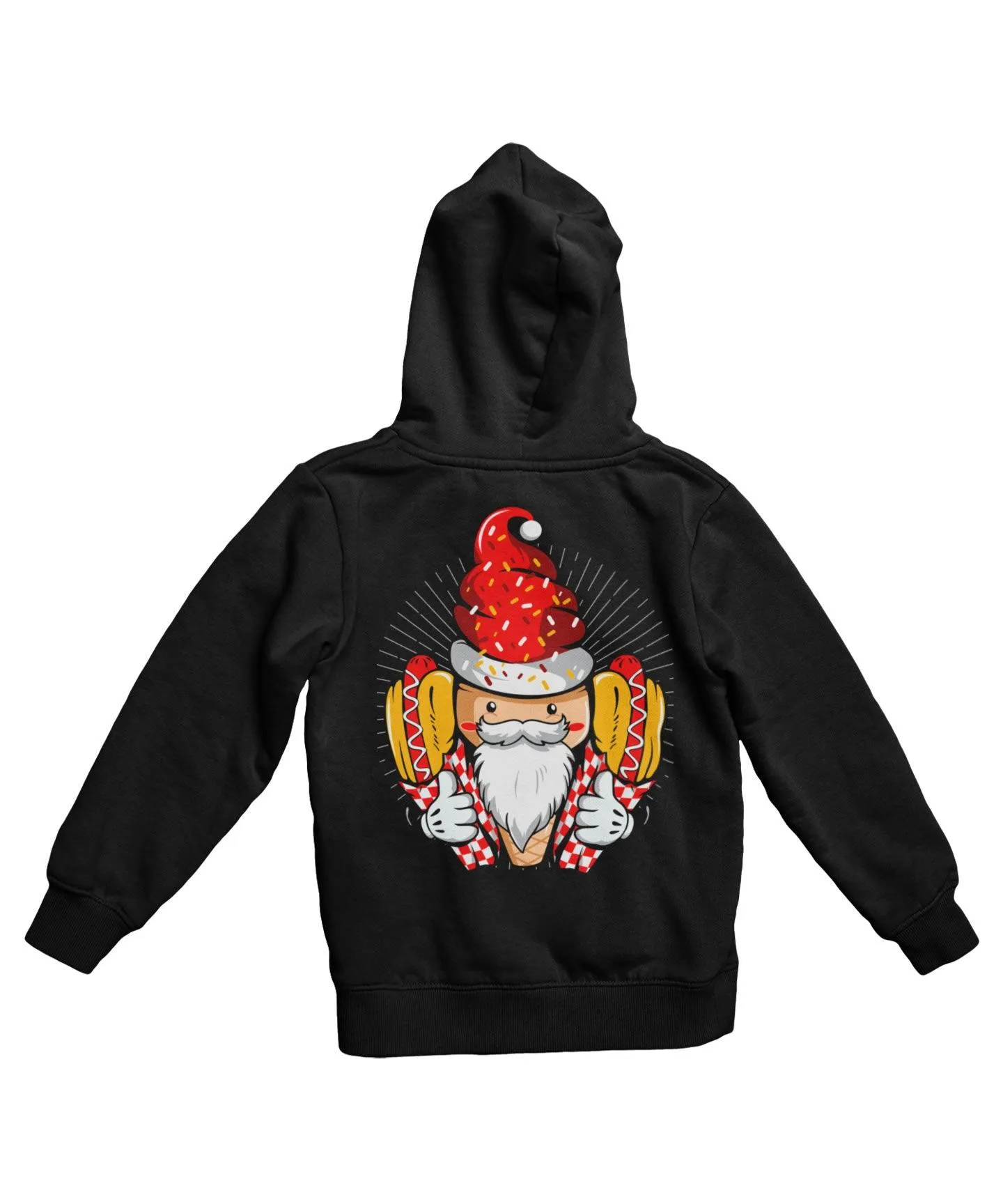 Hot Dog Santa Back Printed Christmas Hoodie