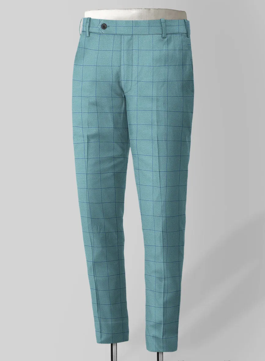 Italian Murano Domar Blue Wool Linen Silk Pants