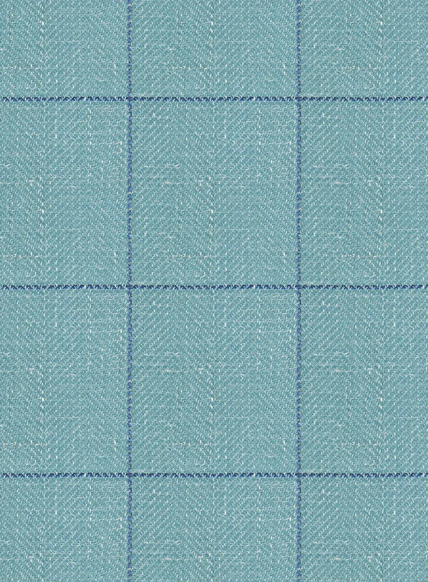 Italian Murano Domar Blue Wool Linen Silk Pants