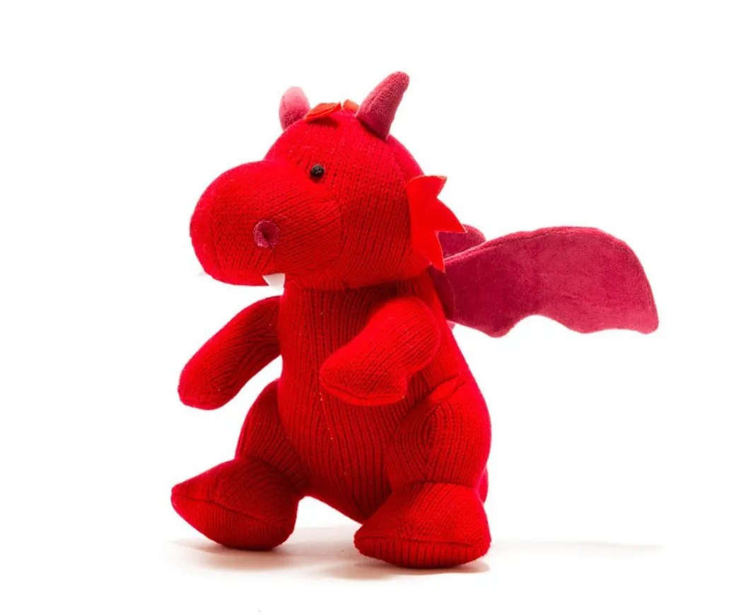 Knitted Red Dragon Rattle Toy