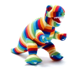Knitted T Rex Toy Bold Stripes