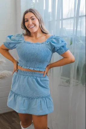 LETS GO GIRLS DENIM SKIRT
