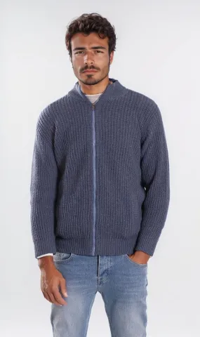 o202257-ZIP-UP KNIT SWEATER - BLUE