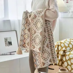 Oat White Boho Throw / Blanket / Beach Rug