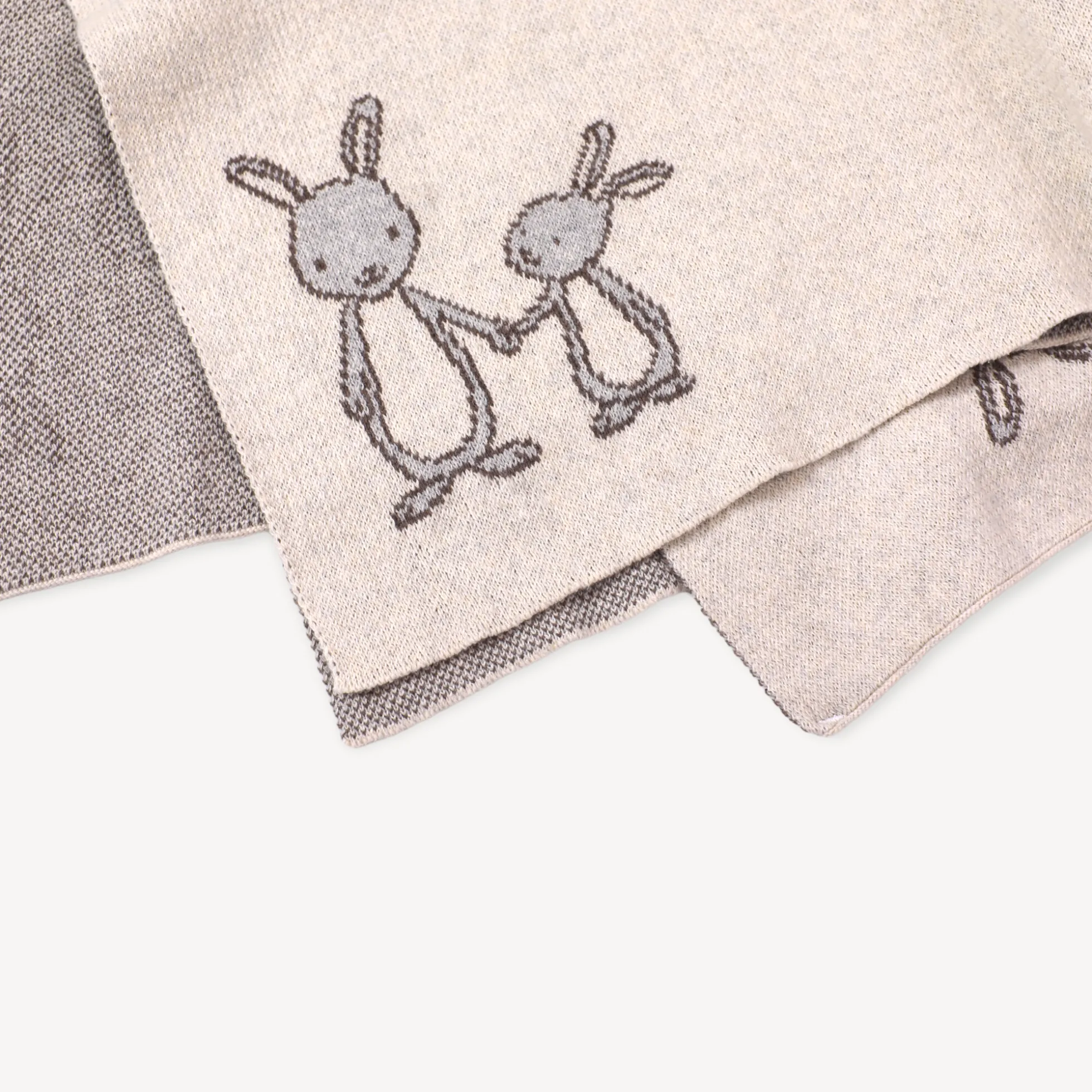 Organic Cotton Jacquard Sweater Knit Baby Blanket Bunny Mommy & Me