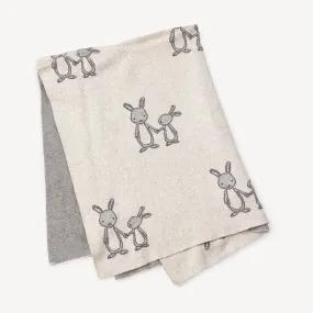 Organic Cotton Jacquard Sweater Knit Baby Blanket Bunny Mommy & Me