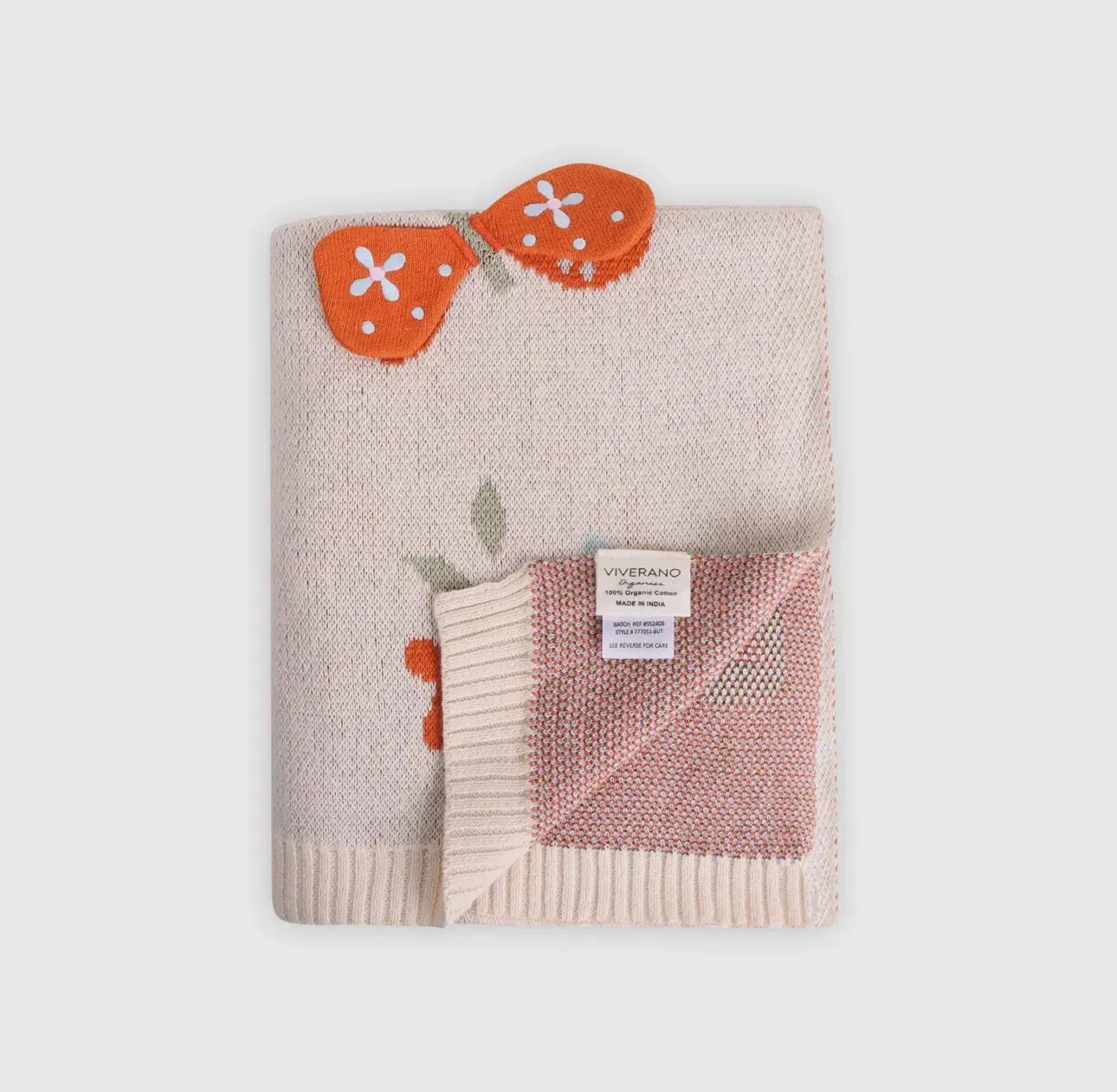 Organic Cotton Knit Blanket- Butterfly 3D