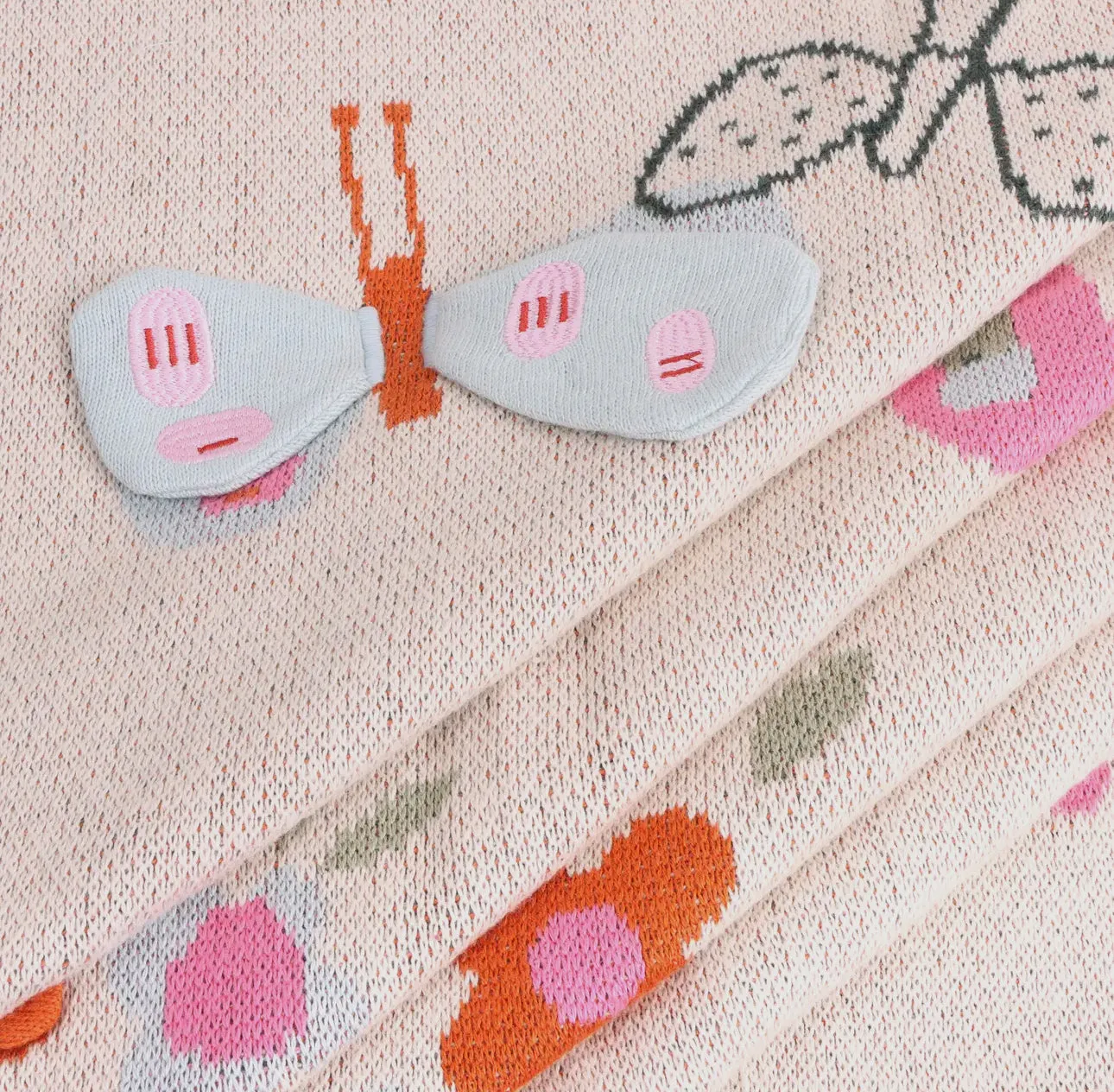 Organic Cotton Knit Blanket- Butterfly 3D