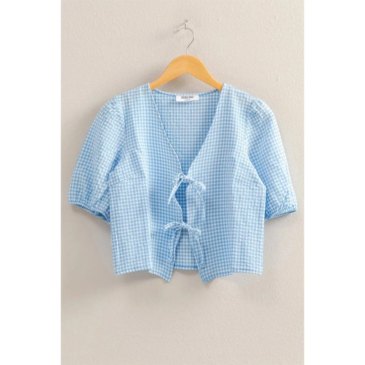 Paris Gingham Tie Front Top- Two Colors!