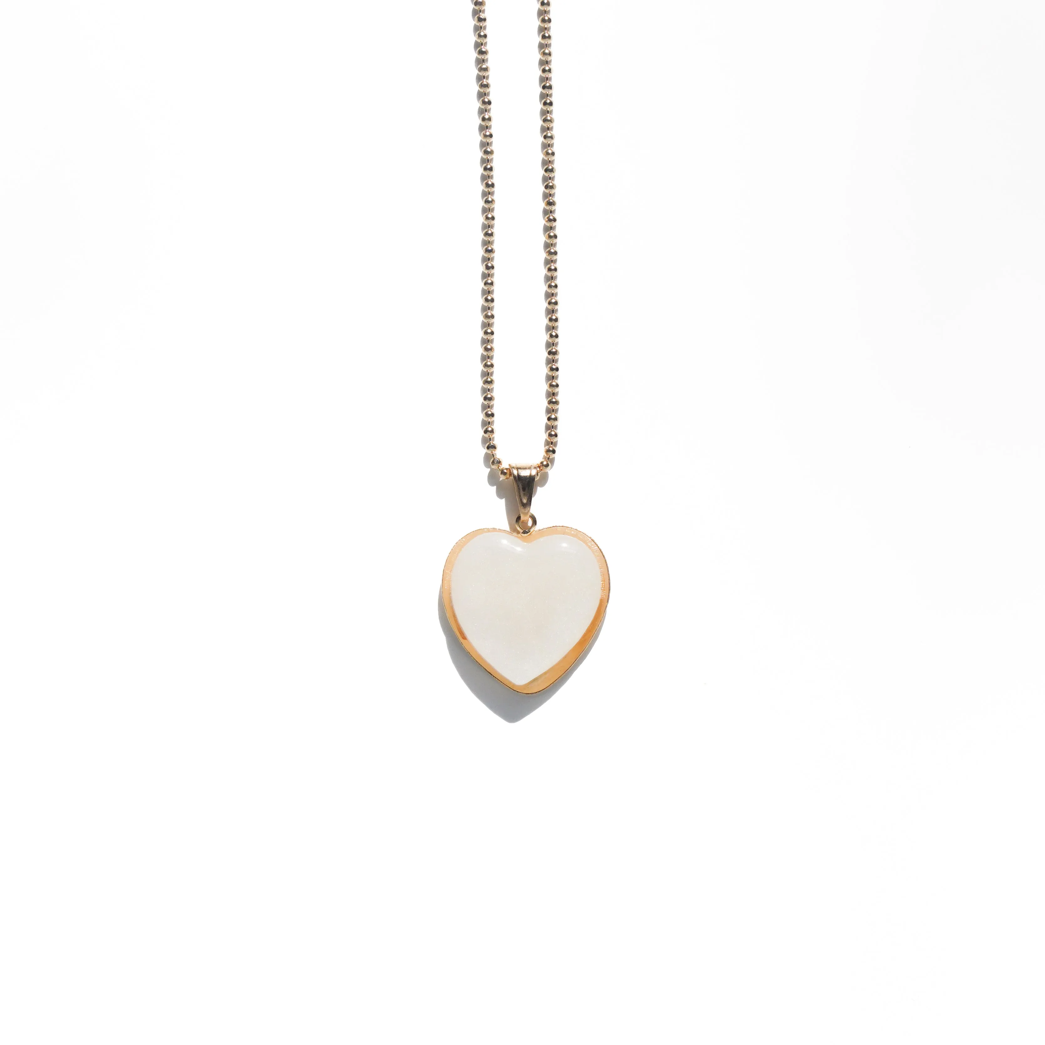 Pearl White Heart Charm Necklace