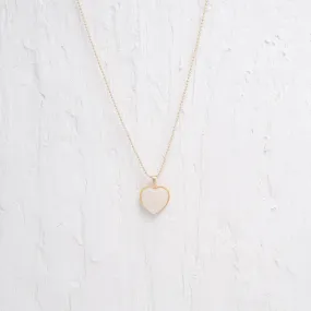 Pearl White Heart Charm Necklace