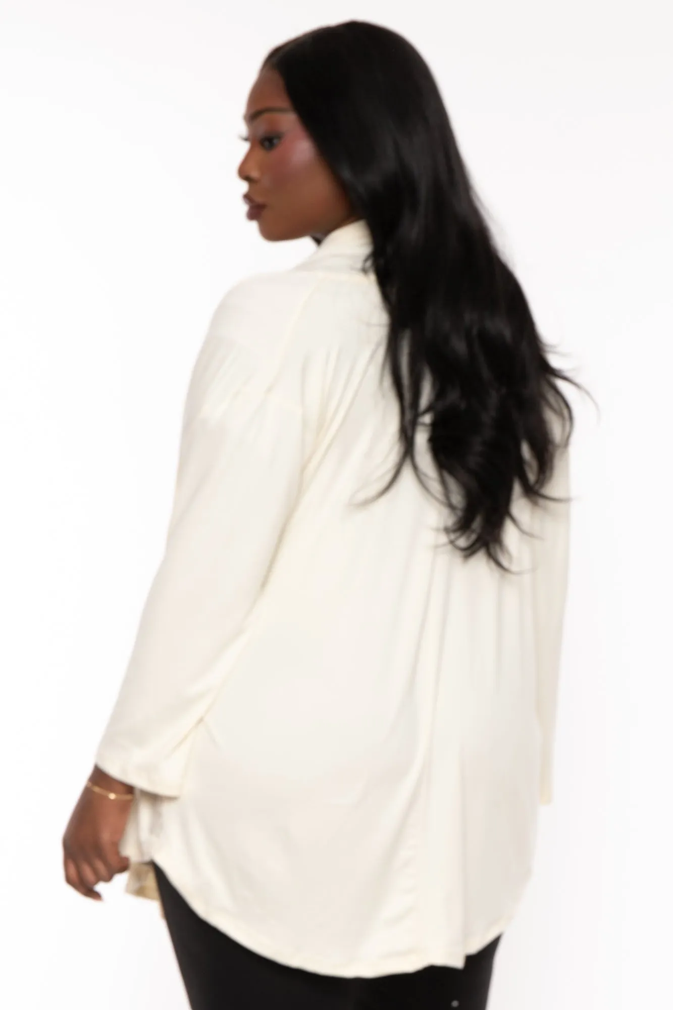 Plus Size Gayle Drape  Cardigan - Ivory