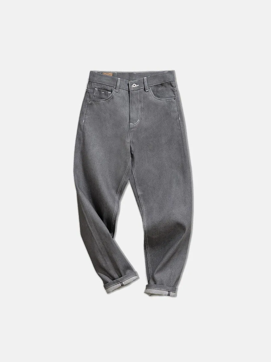 Red Ear Washed-out Grey Denim Pants