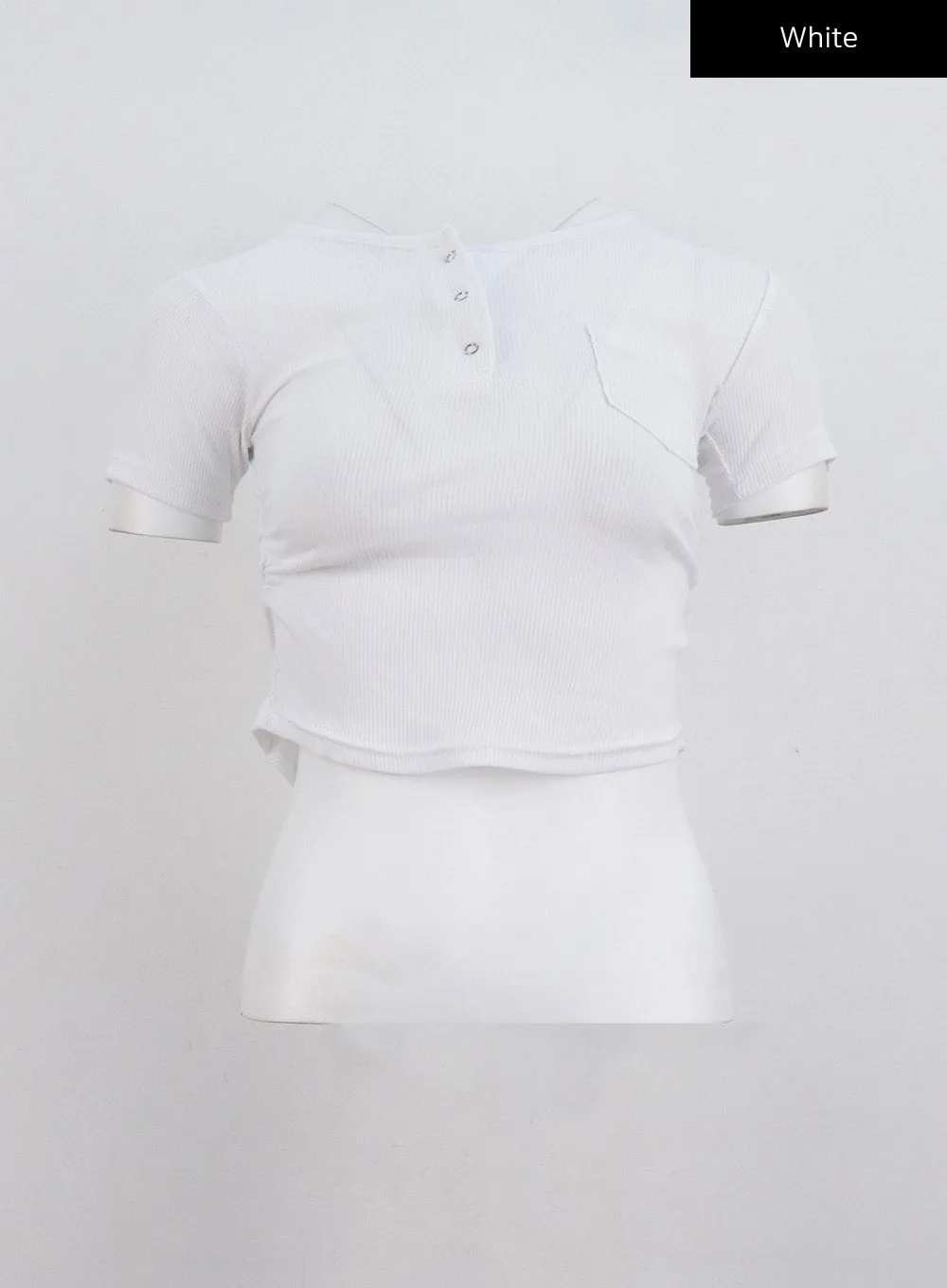 Snap Button Cropped Tee CL326