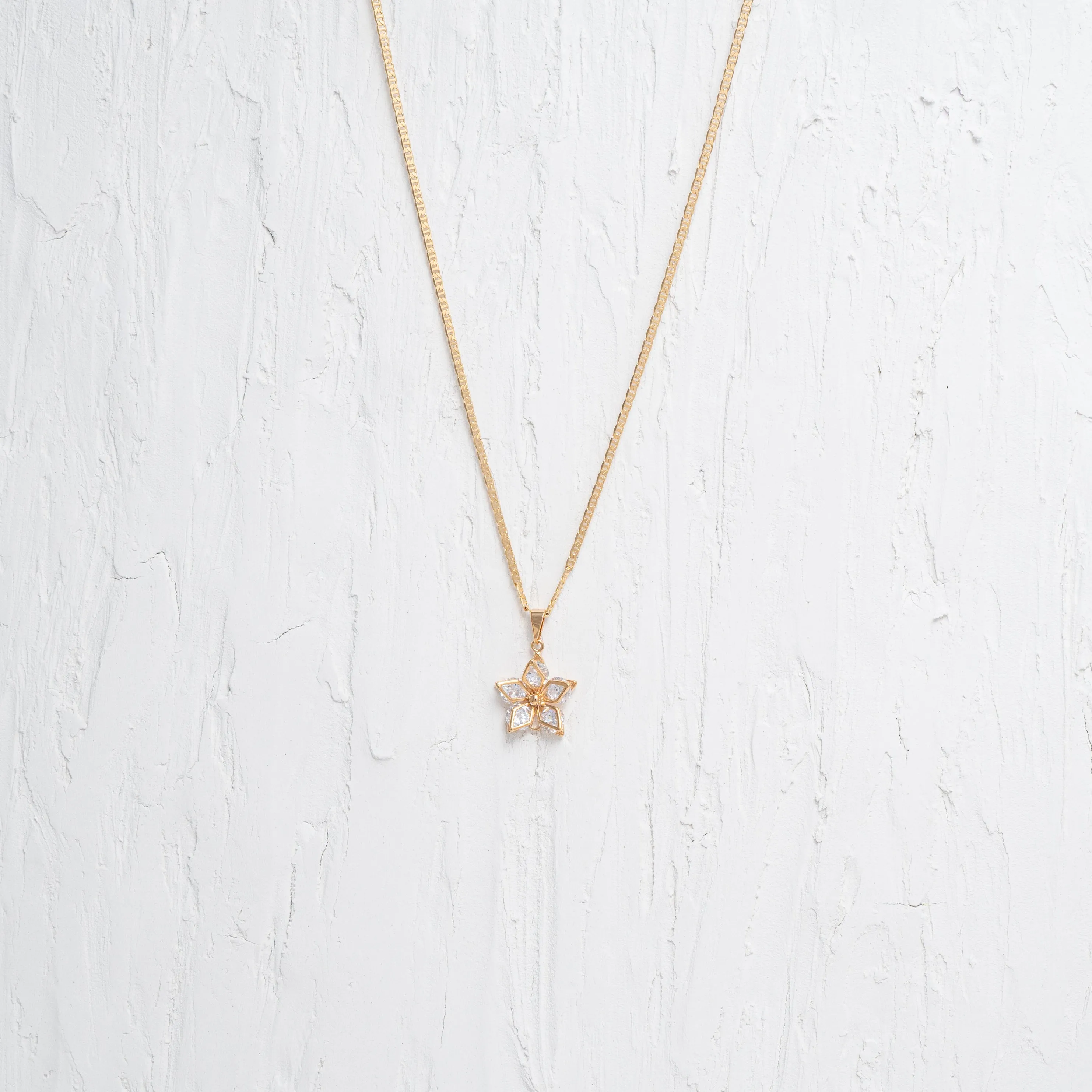 Sparkly Flower Charm Necklace