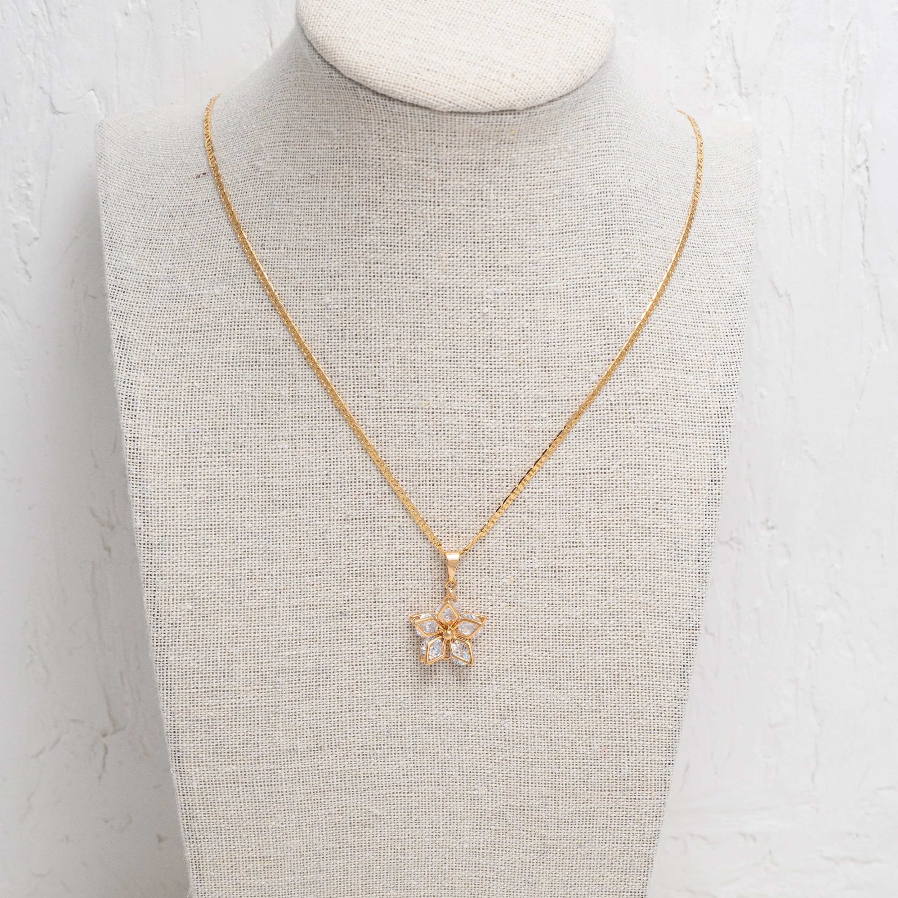 Sparkly Flower Charm Necklace