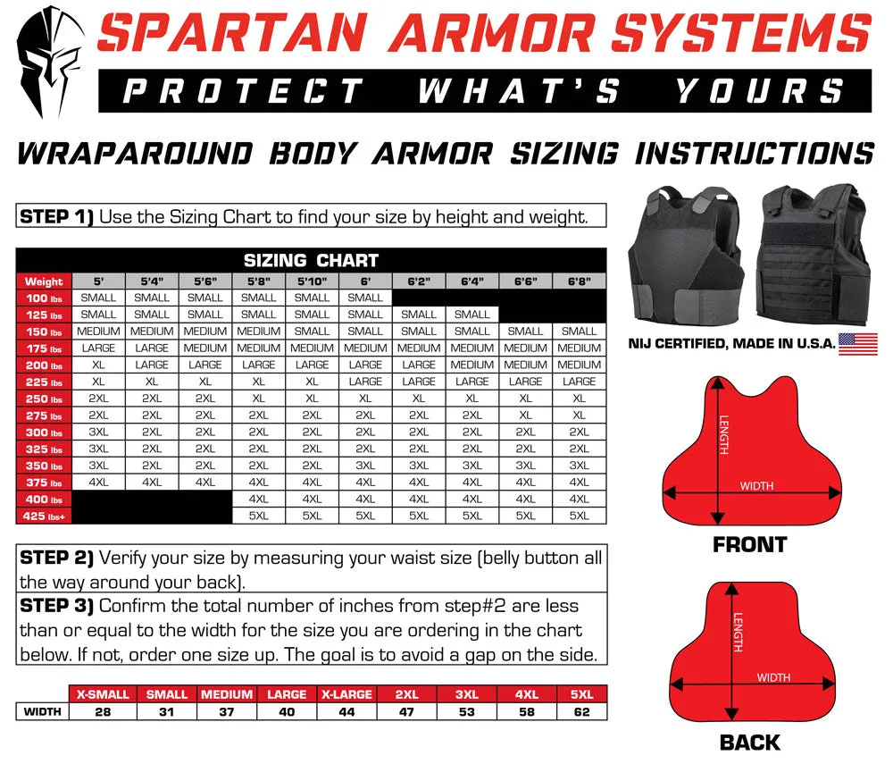 Spartan Armor Systems Concealable IIIA Certified Wraparound Vest