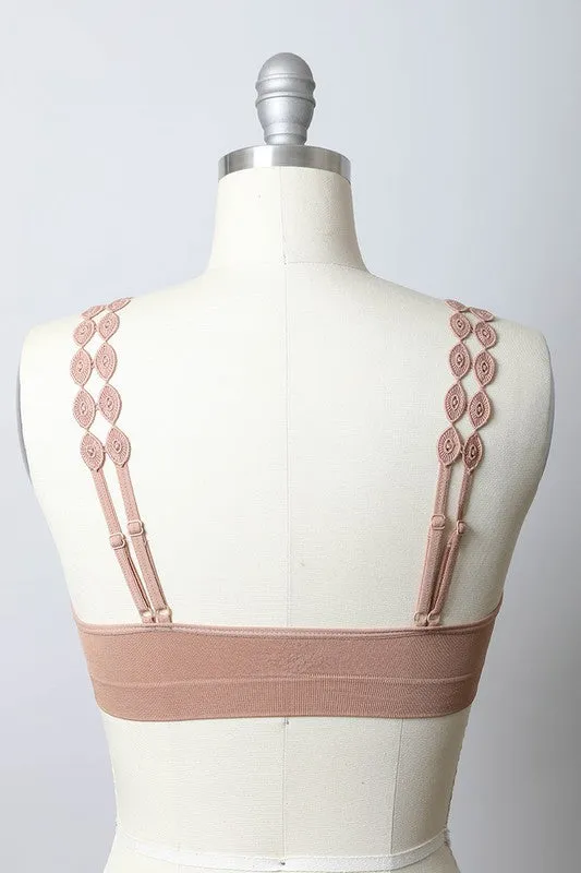 Stylish Boho Eye Lace Applique Cropped Top Bralette
