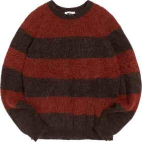 Suedehead Stripe Crew Knit - Red / Brown