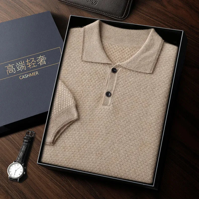 Vera | Short-Sleeved Cashmere Knit Polo Shirt