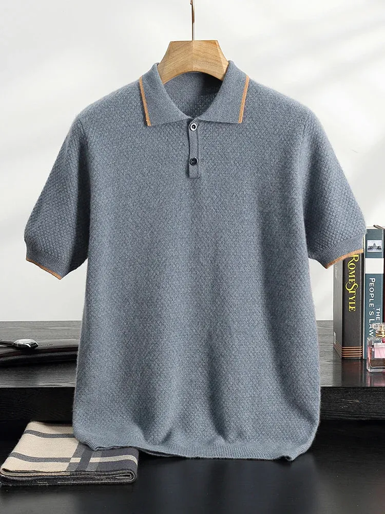 Vera | Short-Sleeved Cashmere Knit Polo Shirt