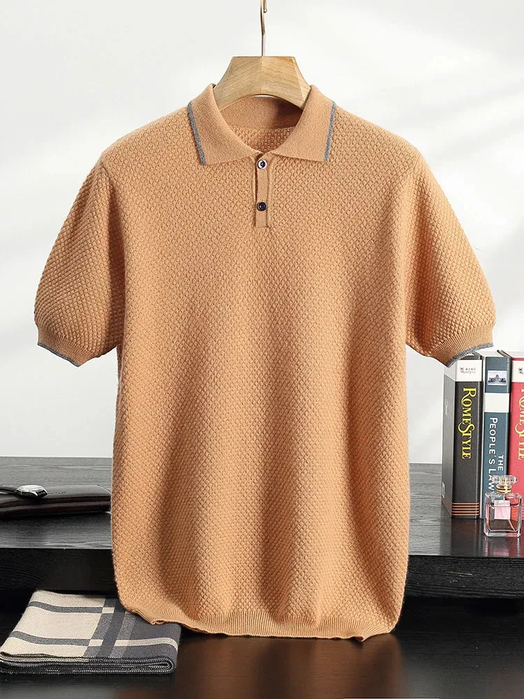 Vera | Short-Sleeved Cashmere Knit Polo Shirt
